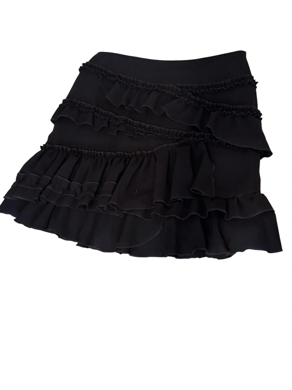 INC Black Ruffle Tiered Mini Skirt - Women